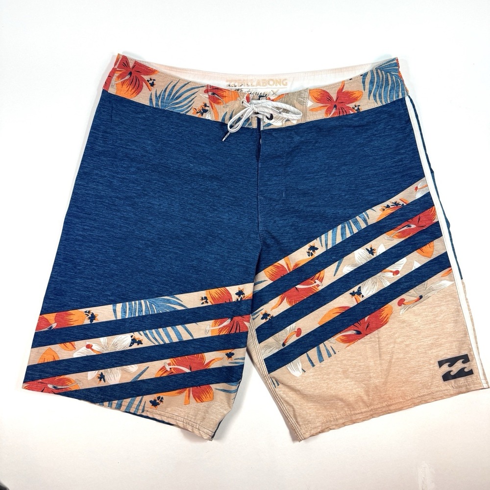 VTG Billabong Platinum X Board Shorts Mens 35 (Fits 37) Tropical Surf Swim L-21"